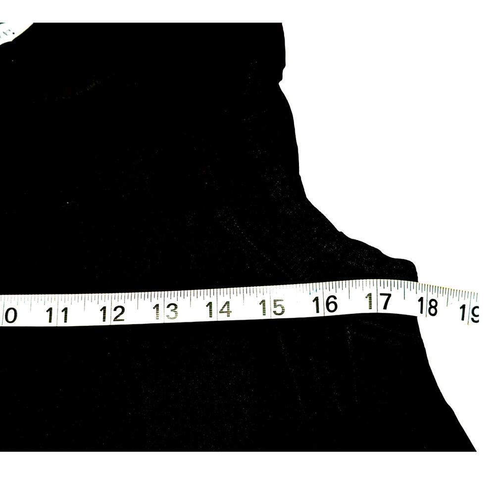 Ophelia Roe Tunic Top, Small, Black Satin Ruffle Sleeveless Summer Office Blouse - Picture 3 of 11